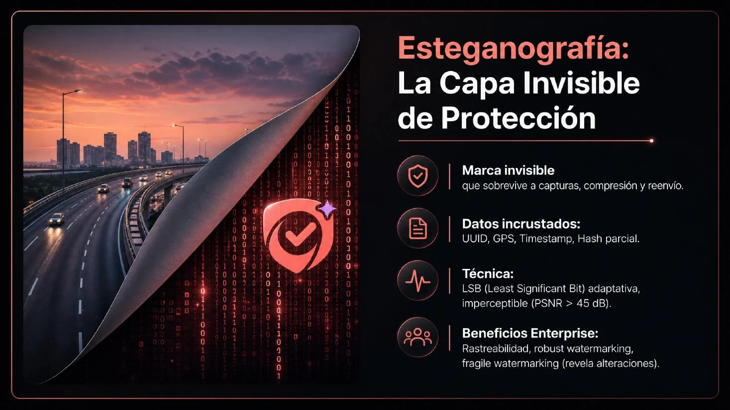Infografía sobre la capa de protección esteganográfica de ProvenShot